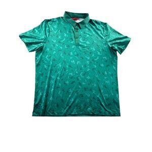 Redvanly Polo Shirt Mens XL Green Patterned Short Sleeve Performance Golf